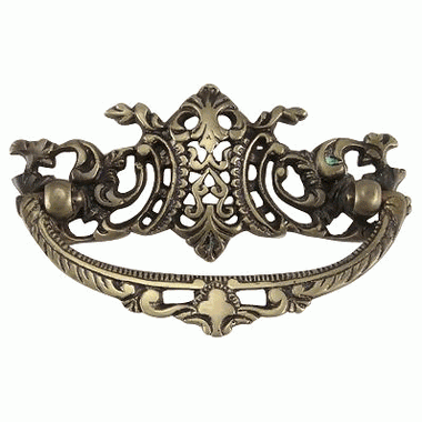 4 Inch Solid Brass Ornate Baroque / Rococo Bail Pull (Antique Brass Finish) COPPER MOUNTAIN HARDWARE