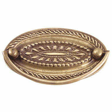 4 Inch Solid Brass Oval Drop Style Pull (Antique Brass Finish) COPPER MOUNTAIN HARDWARE