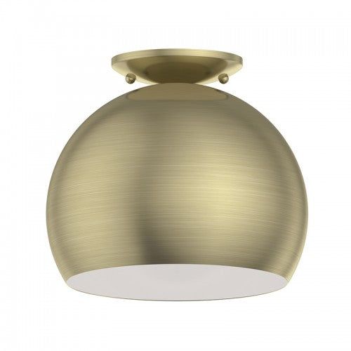 1 Light Antique Brass Flush Mount Livex