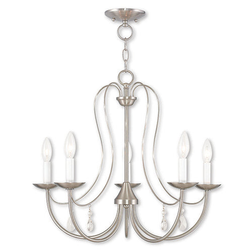 5 Light Brushed Nickel Chandelier Livex