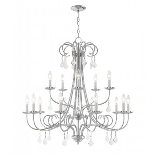 15 Light Polished Chrome Foyer Chandelier Livex
