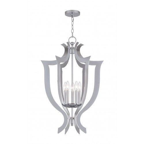 5 Light Polished Chrome Lantern Chandelier Livex