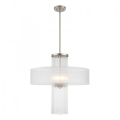 4 Light Brushed Nickel Pendant Chandelier Livex