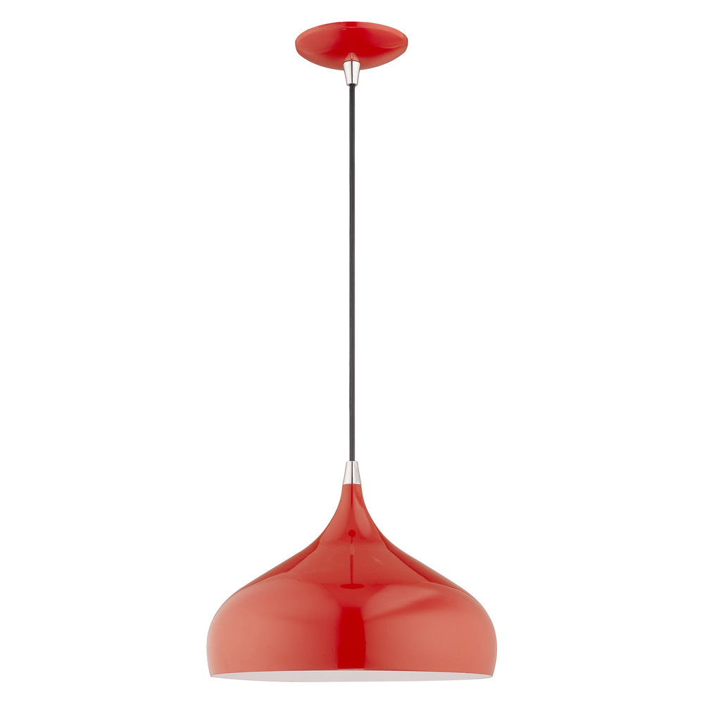 1 Light Shiny Red Single Pendant Livex