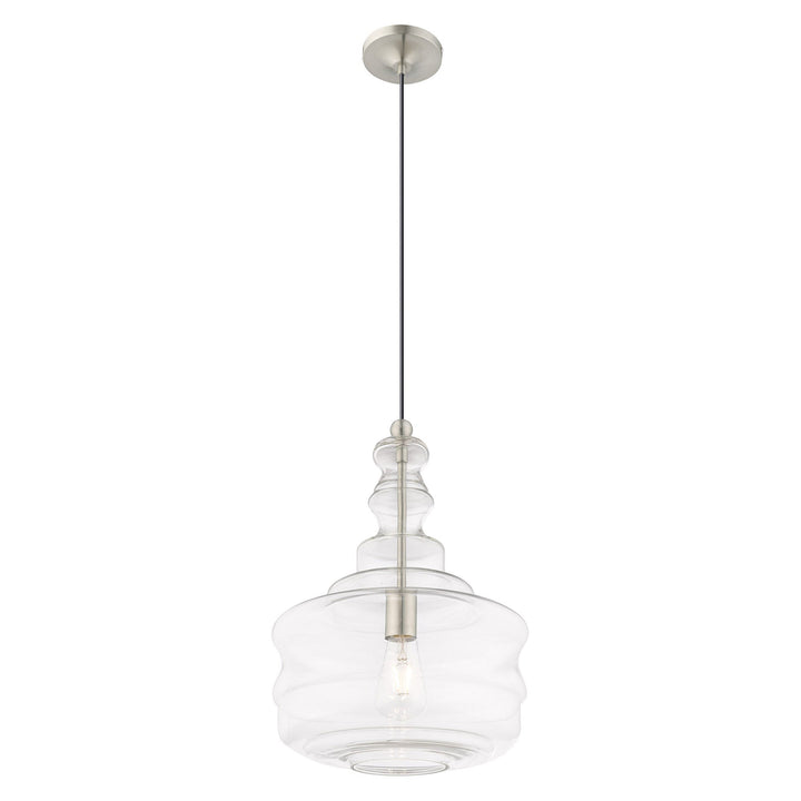 1 Light Brushed Nickel Single Pendant Livex