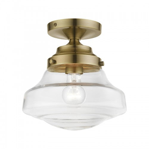 1 Light Antique Brass Semi-Flush Livex