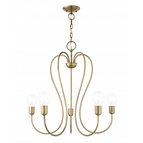 5 Light Antique Brass Chandelier Livex