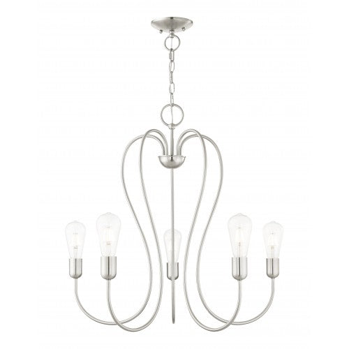 5 Light Brushed Nickel Chandelier Livex