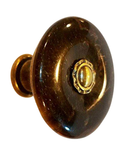 COPPER MOUNTAIN HARDWARE Tiger Eye Stone Cabinet and Furniture Knob in Antique Brass