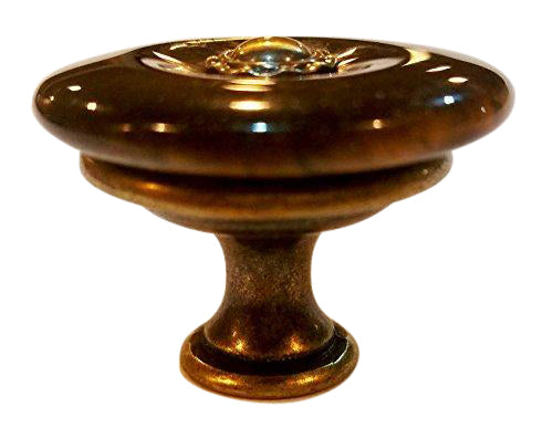 COPPER MOUNTAIN HARDWARE Tiger Eye Stone Cabinet and Furniture Knob in Antique Brass