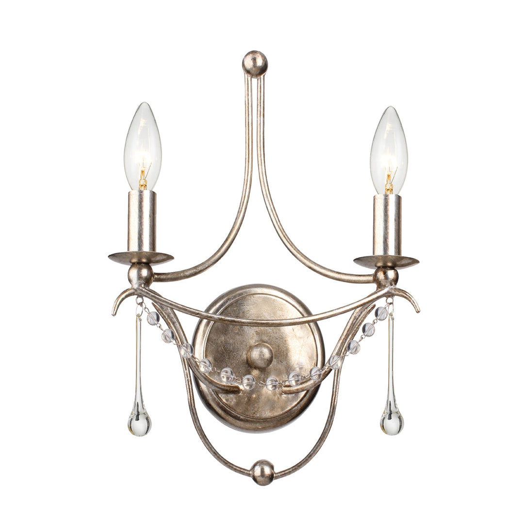 Metro 2 Light Antique Silver Sconce Crystorama
