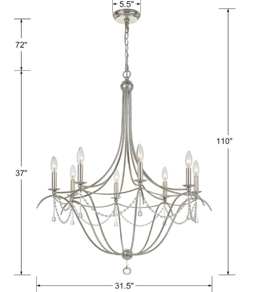 Crystorama Crystorama Metro 8 Light Crystal Beads Antique Silver Chandelier