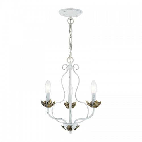 3 Light Antique White Chandelier Livex
