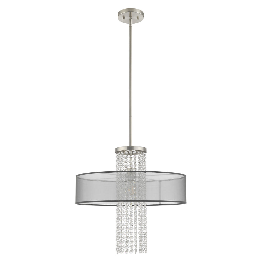 1 Light Brushed Nickel Pendant Chandelier Livex