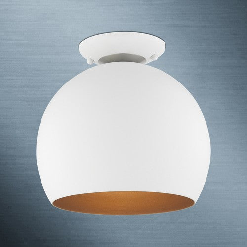 1 Light White Semi-Flush Mount Livex