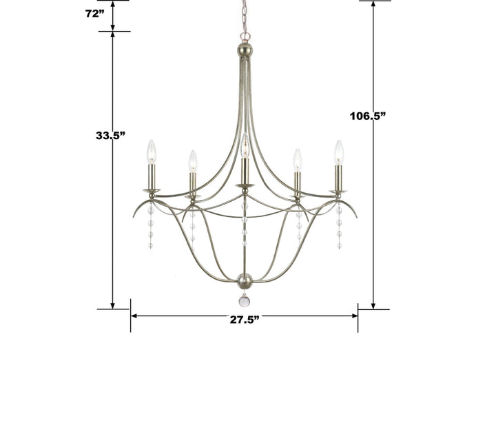Crystorama Crystorama Metro 5 Light Crystal Antique Silver Chandelier