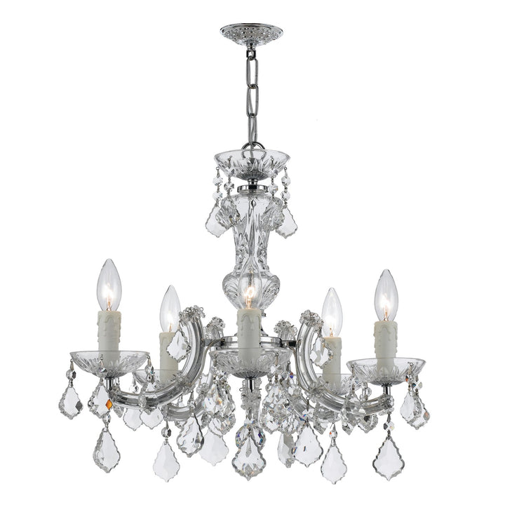 Crystorama Crystorama Maria Theresa 5 Light Hand Cut Crystal Polished Chrome Chandelier