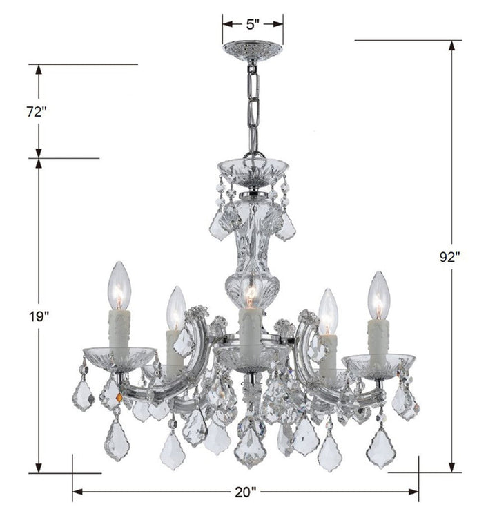 Crystorama Crystorama Maria Theresa 5 Light Swarovski Strass Crystal Polished Chrome Chandelier