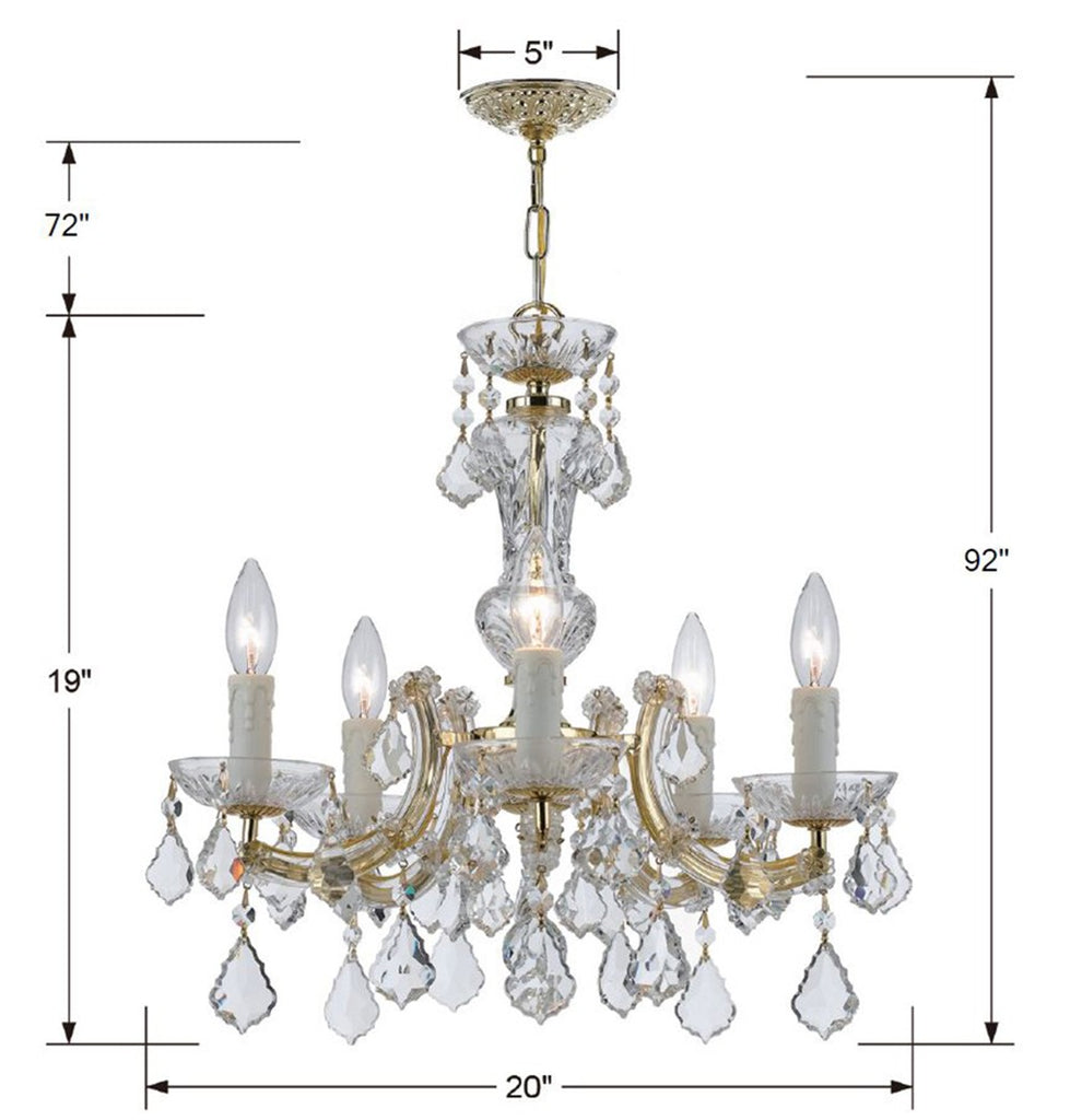 Crystorama Crystorama Maria Theresa 5 Light Hand Cut Crystal Gold Chandelier