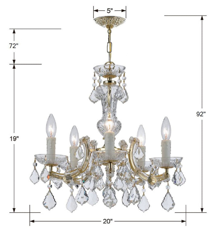 Crystorama Crystorama Maria Theresa 5 Light Spectra Crystal Gold Chandelier