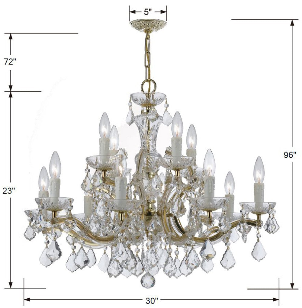 Crystorama Crystorama Maria Theresa 12 Light Spectra Crystal Gold Chandelier