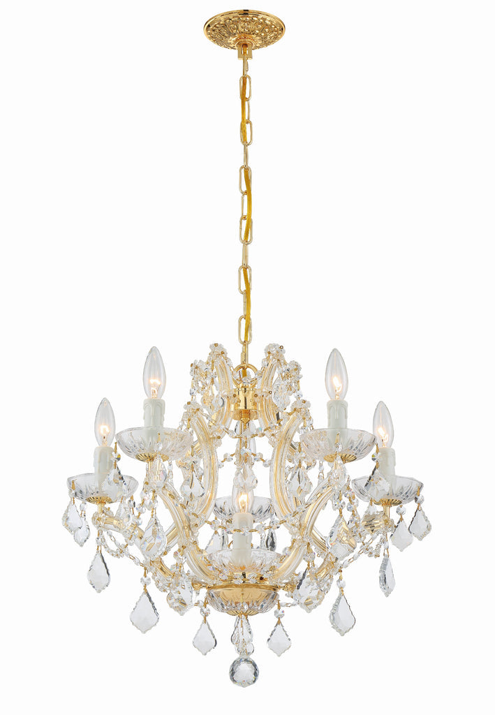 Crystorama Crystorama Maria Theresa 6 Light Hand Cut Crystal Gold Chandelier