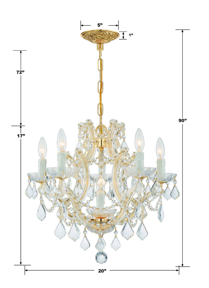 Crystorama Crystorama Maria Theresa 6 Light Hand Cut Crystal Gold Chandelier