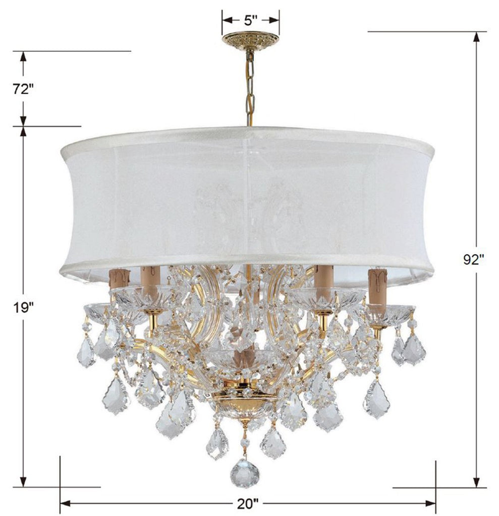Crystorama Crystorama Brentwood 6 Light Spectra Crystal Gold Drum Shade Chandelier