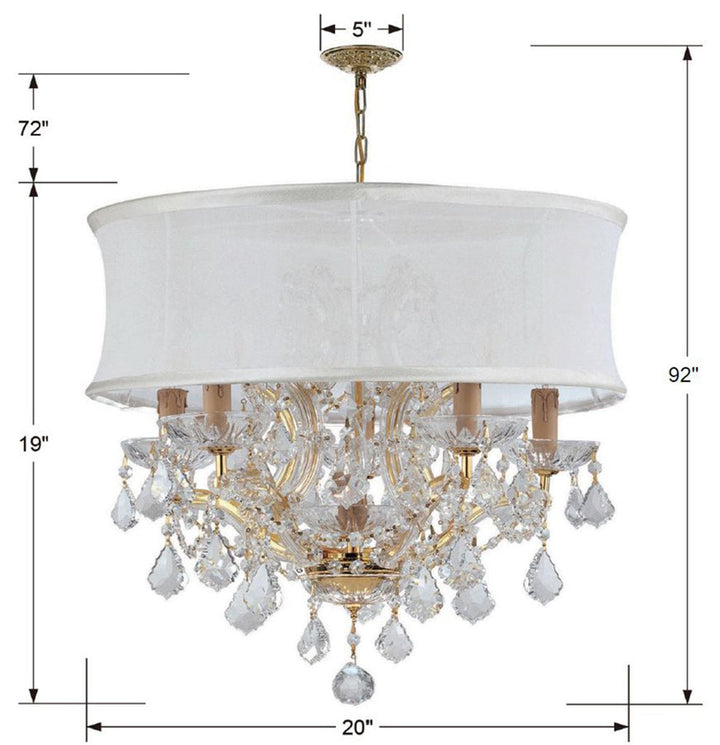 Crystorama Crystorama Brentwood 6 Light Spectra Crystal Gold Drum Shade Chandelier
