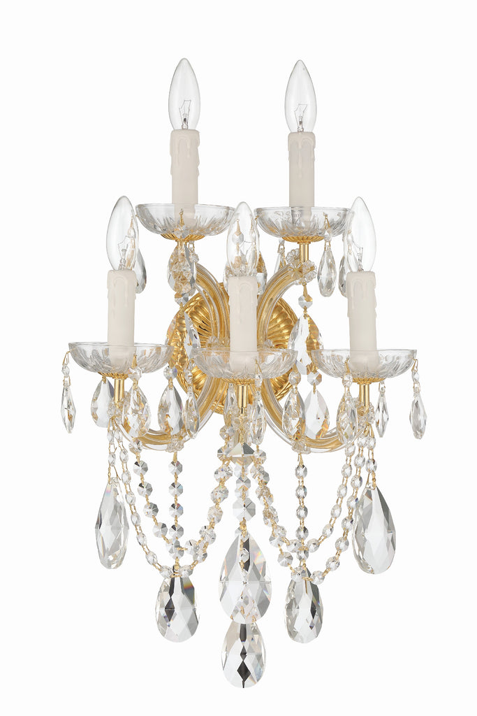 Crystorama Crystorama Maria Theresa 5 Light Hand Cut Crystal Gold Sconce