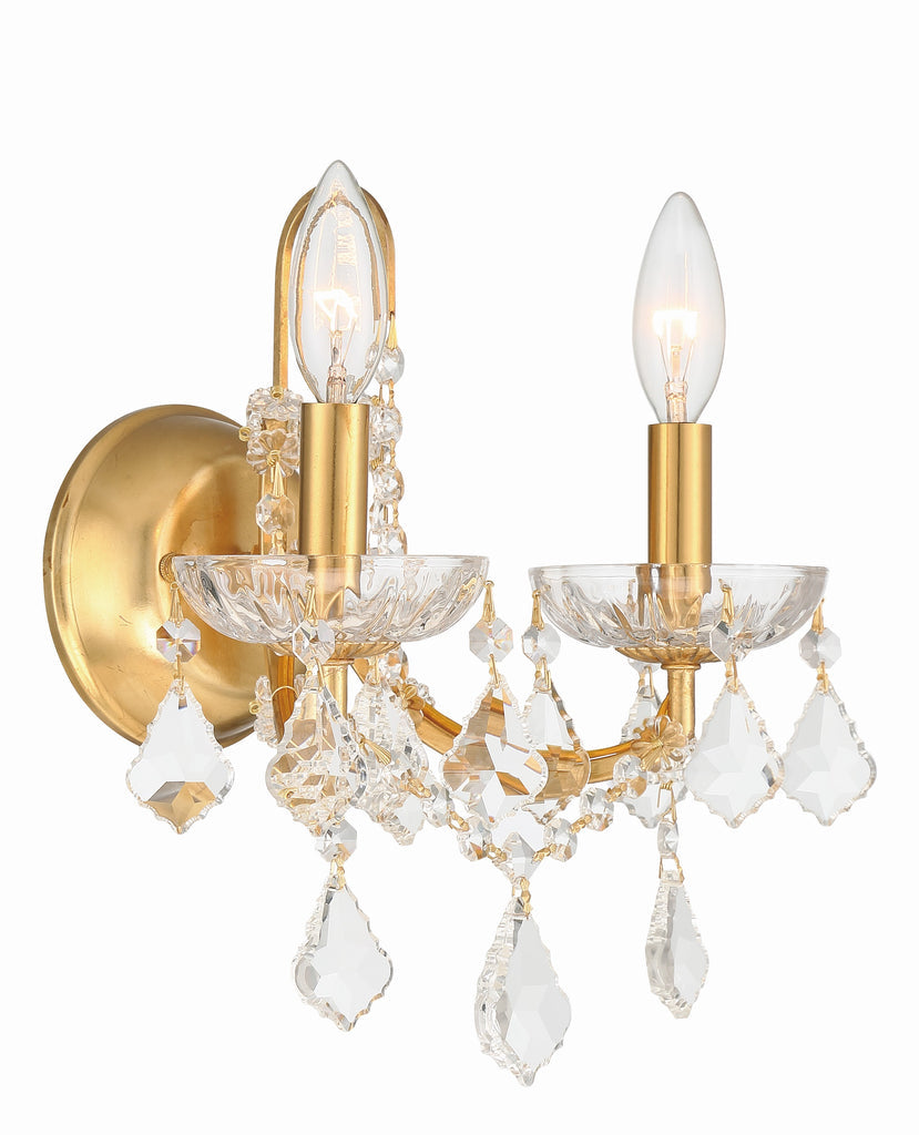 Crystorama Crystorama Filmore 2 Light Hand Cut Crystal Antique Gold Sconce