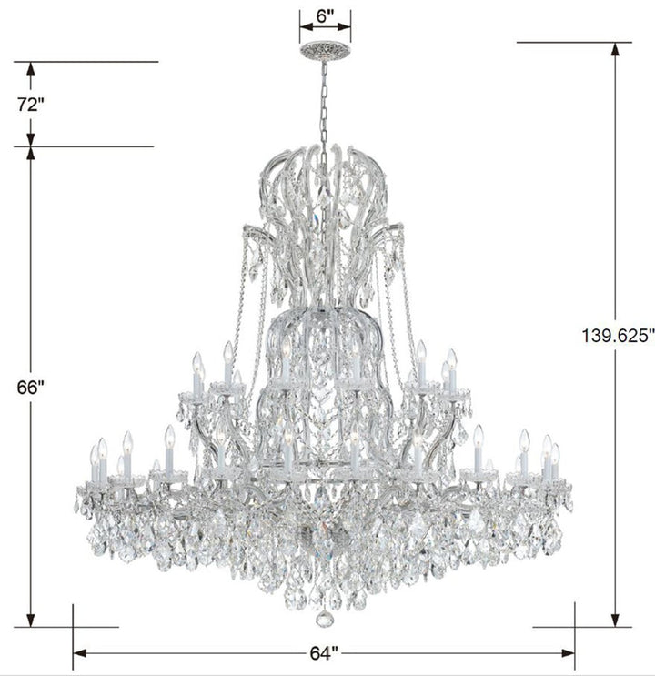 Crystorama Crystorama Maria Theresa 37 Light Hand Cut Crystal Polished Chrome Chandelier