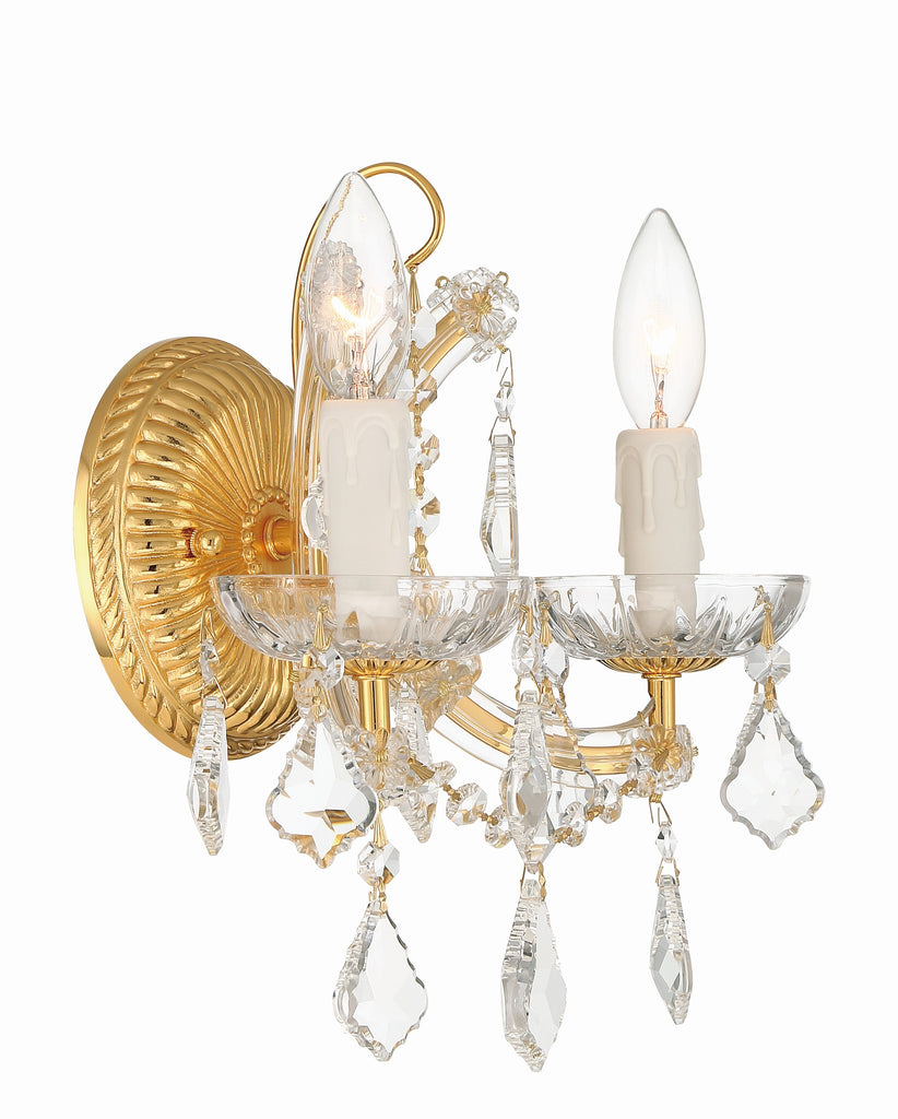 Crystorama Crystorama Maria Theresa 2 Light Hand Cut Crystal Gold Sconce