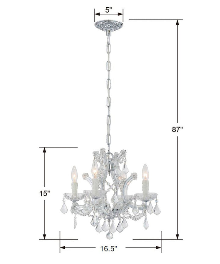 Crystorama Crystorama Maria Theresa 4 Light Swarovski Strass Crystal Polished Chrome Mini Chandelier