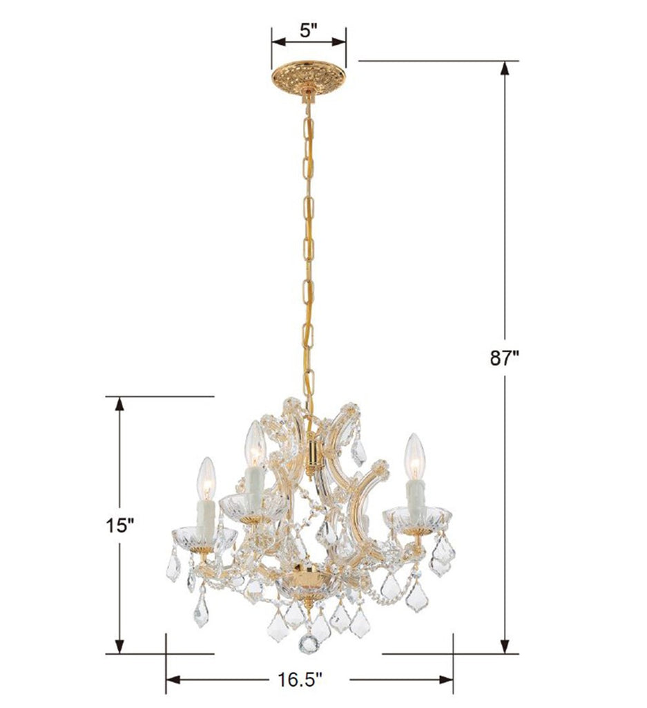 Crystorama Crystorama Maria Theresa 4 Light Clear Italian Crystal Gold Mini Chandelier