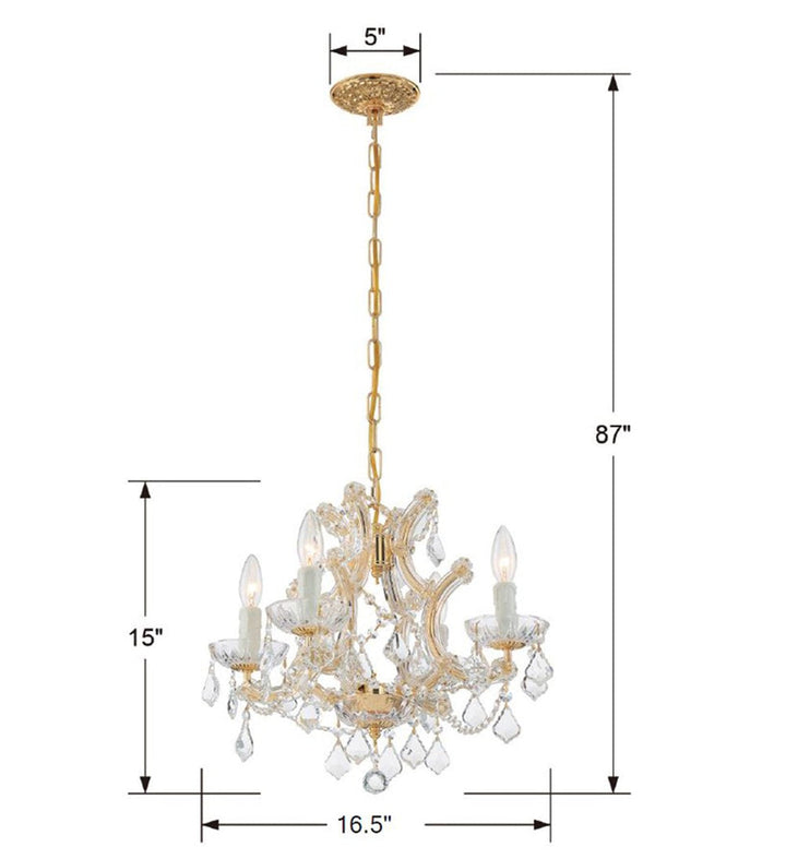 Crystorama Crystorama Maria Theresa 4 Light Hand Cut Crystal Gold Mini Chandelier