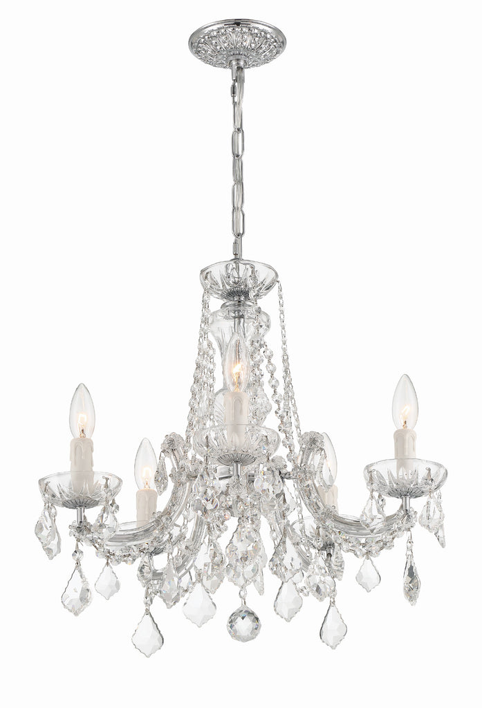 Crystorama Crystorama Maria Theresa 5 Light Hand Cut Crystal Polished Chrome Chandelier
