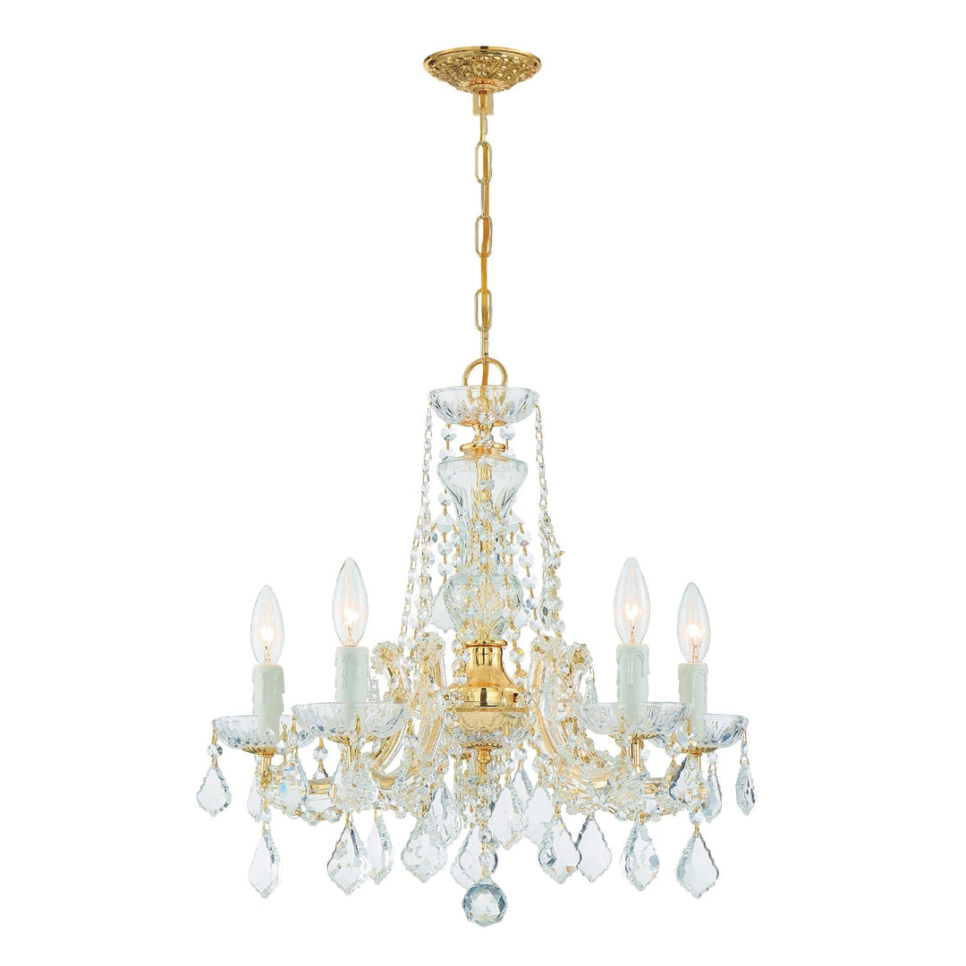 Crystorama Crystorama Maria Theresa 5 Light Hand Cut Crystal Gold Chandelier
