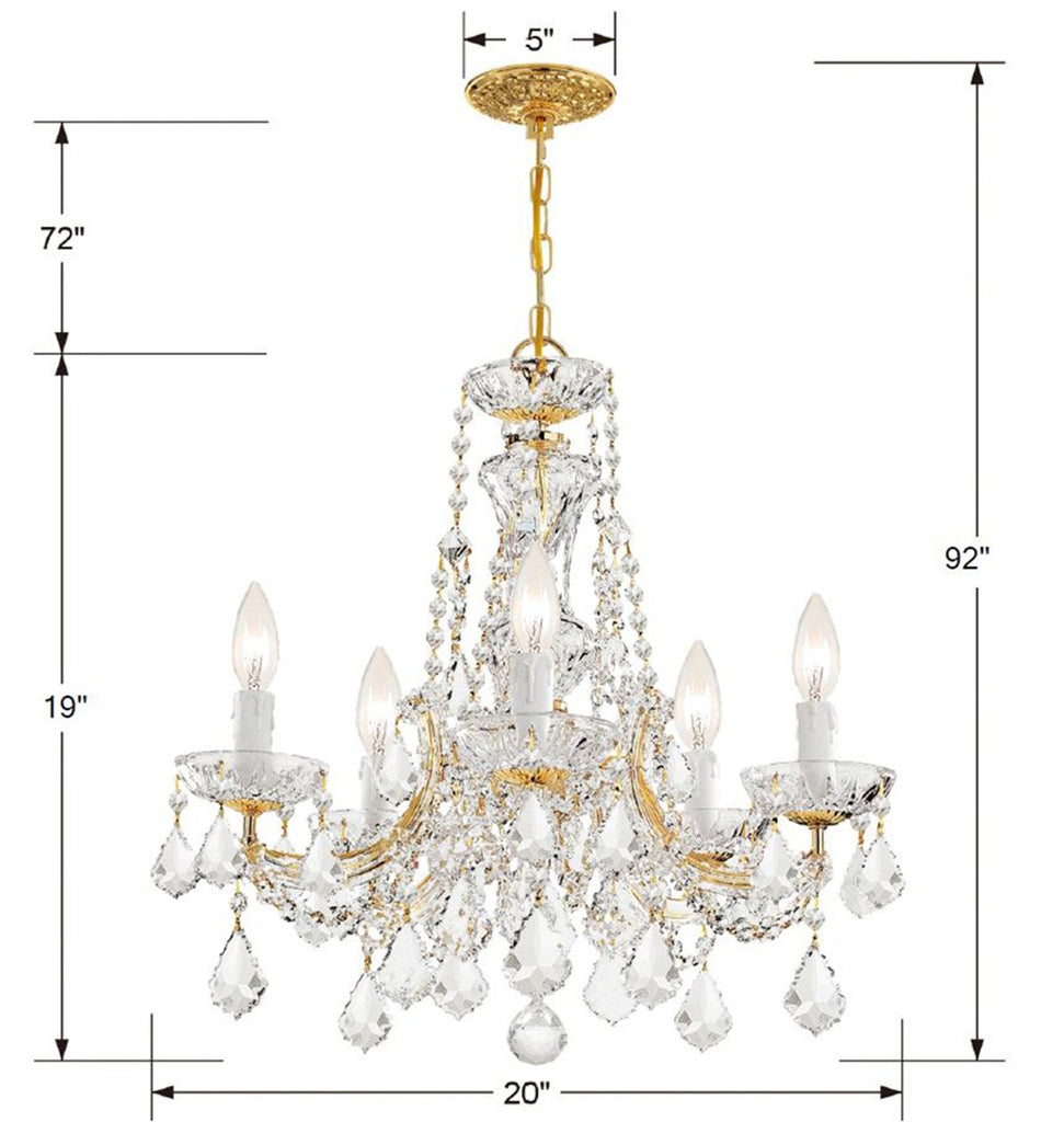 Crystorama Crystorama Maria Theresa 5 Light Spectra Crystal Gold Chandelier