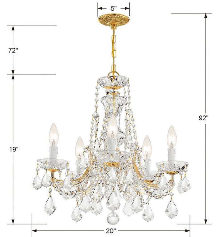 Crystorama Crystorama Maria Theresa 5 Light Spectra Crystal Gold Chandelier