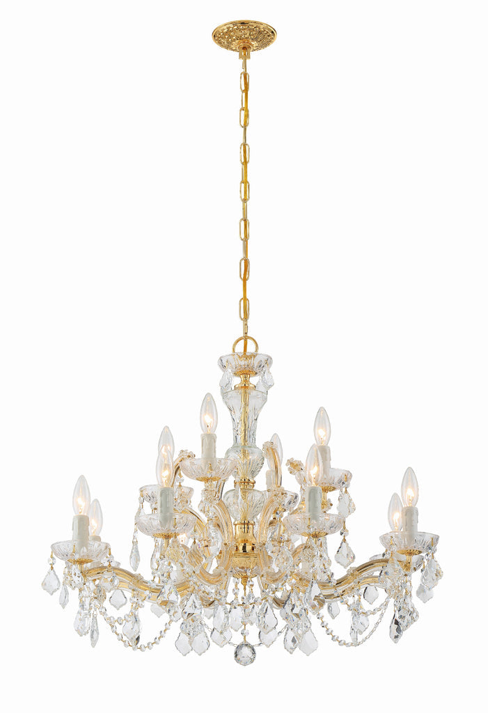 Crystorama Crystorama Maria Theresa 12 Light Hand Cut Crystal Gold Chandelier
