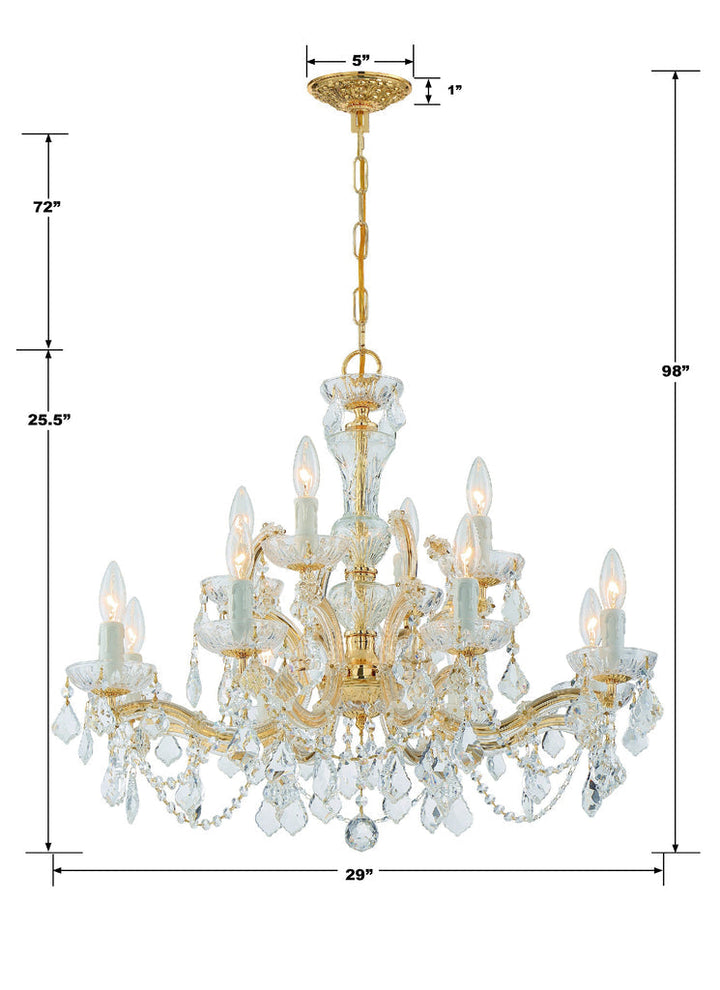 Crystorama Crystorama Maria Theresa 12 Light Hand Cut Crystal Gold Chandelier