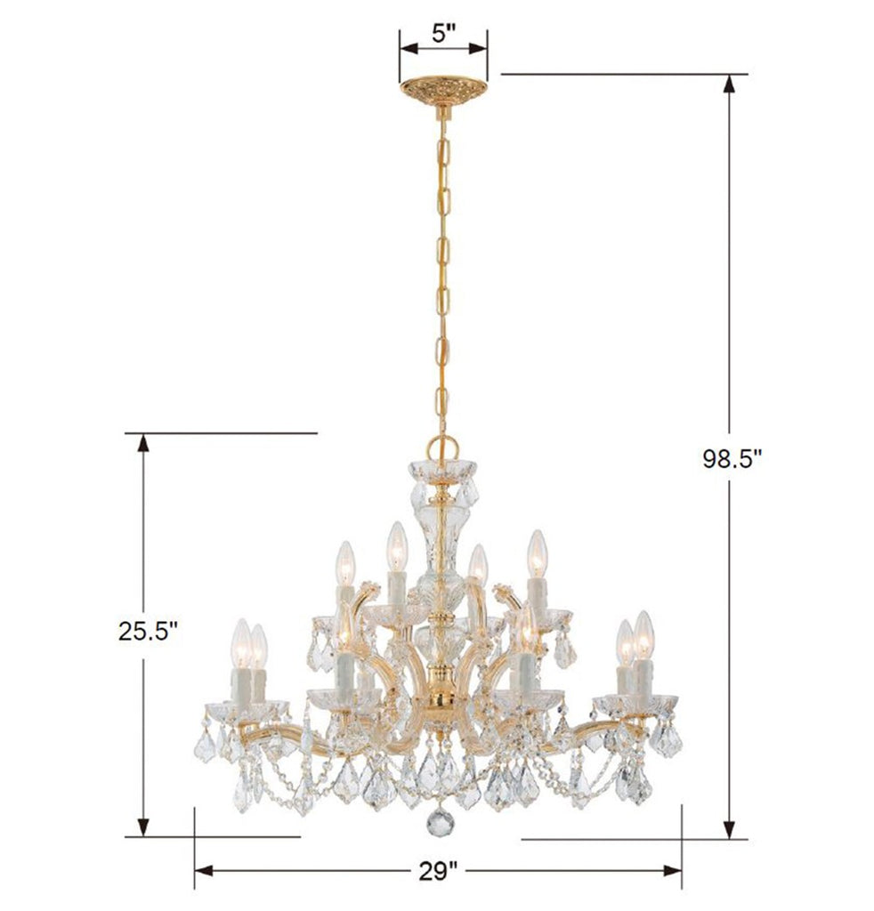 Crystorama Crystorama Maria Theresa 12 Light Spectra Crystal Gold Chandelier
