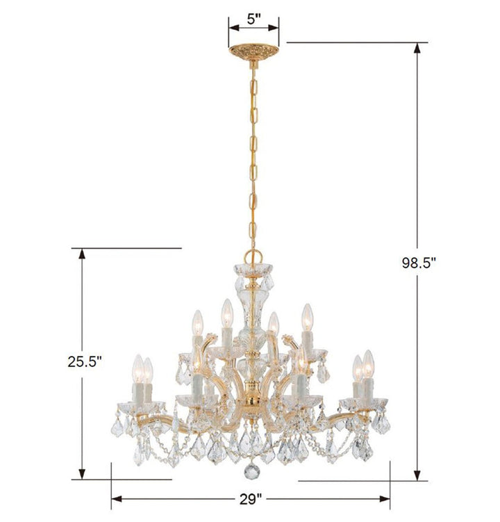 Crystorama Crystorama Maria Theresa 12 Light Spectra Crystal Gold Chandelier