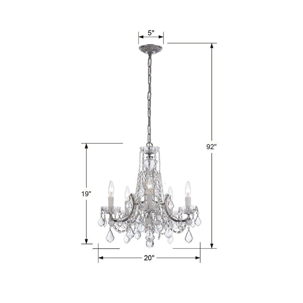 Crystorama Crystorama Maria Theresa 5 Light Hand Cut Crystal Polished Chrome Chandelier