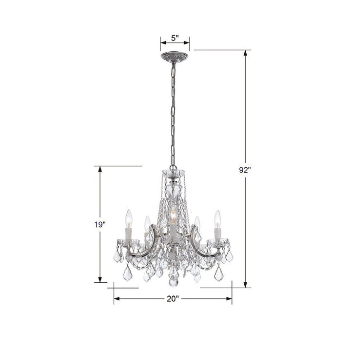 Crystorama Crystorama Maria Theresa 5 Light Hand Cut Crystal Polished Chrome Chandelier