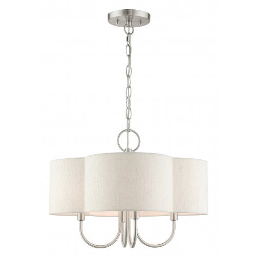 4 Light Brushed Nickel Chandelier Livex