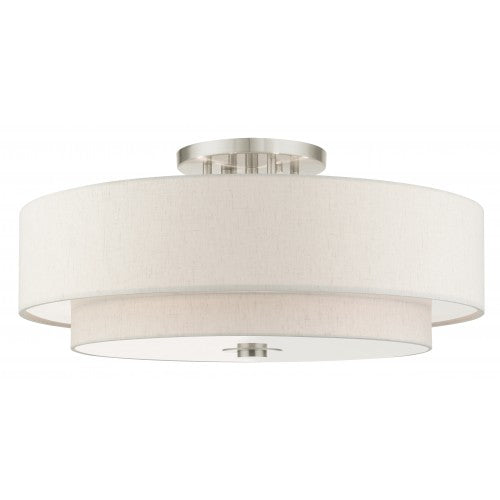 6 Light Brushed Nickel Semi Flush Livex