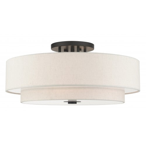 6 Light English Bronze Semi Flush Livex