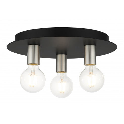 3 Light Black Flush Mount Livex